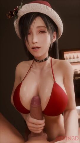 3d animated big_breasts breasts cleavage clothing comandorekin cum cum_on_breasts cum_on_self cumshot duo female final_fantasy foreskin handjob headwear huge_breasts male male/female penis solo_focus sound tagme tifa_lockhart topwear video