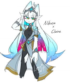 big_breasts blue_eyes blue_hair breasts claire_(lemonsalt) crown female friday_night_funkin friday_night_funkin_mod jewelry lemonsalt_oc long_hair nikusa_(sugarratio) oc pink_hair thighs white_hair yellow_eyes