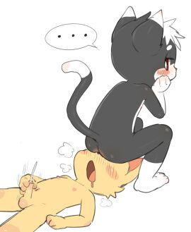 ... 2boys anthro anthro_only cat cub cub_on_cub ellipsis foreskin furry furry_male gay hanuvo male male/male male_cub male_only penis talk_to_the_butt uncensored uncircumcised yaoi