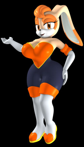 3d anthro anthro_only bodysuit breasts busty cream_the_rabbit curvy_female earthwinddk2 female grown_up neckline rouge_the_bat_(cosplay) seductive_look sonic_(series) spandex_suit