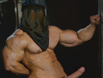 1boy call_of_duty call_of_duty_modern_warfare_2_(2022) dick konig könig male male_only masked_male muscular muscular_male nipples painting pecs penis solo