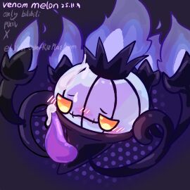 blush bodily_fluids chandelure cum cum_on_face cum_on_penis digital_media_(artwork) erection feral feral_male feral_only fire generation_5_pokemon genital_fluids genitals hi_res male male_feral male_only male_pokemon nintendo penis pokemon pokemon_(species) purple_penis sex simple_background solo solo_feral solo_male venom_melon yellow_eyes