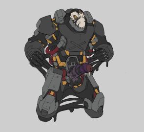 absurd_res anthro armor balls bodily_fluids bodypaint breastplate brown_body brown_scales clothing cum deltacatalyzer dinosaur duo face_paint genital_fluids genitals gill_(saberzelgrath) goo_creature goo_transformation grey_armor grey_background hi_res leaking_cum machine male male/male open_mouth penis power_armor purple_penis reptile rusted_armor saberzelgrath scales scalie sharp_teeth simple_background skull_face_paint smile spaulder teeth theropod topwear transformation tyrannosaurid tyrannosaurus tyrannosaurus_rex vein veiny_penis yellow_sclera