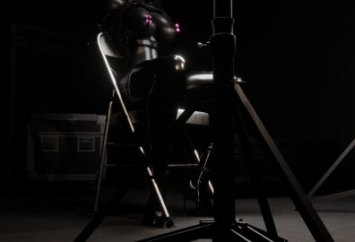 3d arms_behind_back black_bodysuit black_hair black_headwear black_horns blender blender_(software) blender_eevee bodysuit bondage breasts bullet camera captured captured_heroine cat_eyes chair chair_bondage chair_tied choker clitoris cross_earrings cross_necklace earrings eyeliner female gag gagged gun hair_bun harness headband helpless high_heels horns huge_breasts lady_x_(osimai) lip_piercing lip_ring long_boots long_gloves mole mole_above_mouth mole_under_eye necklace nose_piercing nose_ring original_character osimai pistol pussy recording recording_video restrained sex_toy silver_choker skin_tight tape_gag vampire_teeth vibrating_egg vibrator vibrator_in_navel vibrator_on_clitoris vibrator_on_nipple wavy_hair weapon wrists_tied yellow_eyes
