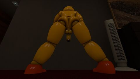 3d against_wall ass ass_focus balls five_nights_at_freddy's five_nights_at_freddy's_2 frezzfoxnsfw from_behind futa_only futanari intersex penis presenting presenting_ass showing_ass solo solo_futa source_filmmaker spread_legs tagme toy_chica_(fnaf) yellow_body