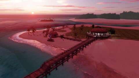 1boy 1girls animated ass ayane_(doa) breasts dead_or_alive golden_bikini half-dressed half_naked half_naked_female ninja_gaiden no_sound perfectdeadbeat purple_hair purple_hair_female red_eyes string_bikini sunglasses sunset tagme tropical video wip