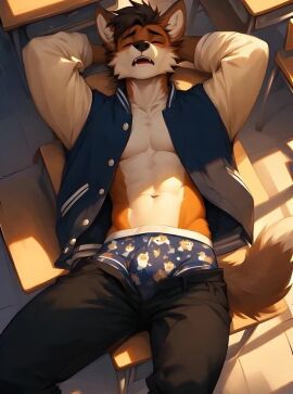 1boy abs ai_generated anthro furry male starploom tagme underwear video
