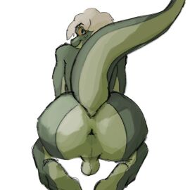 ass blonde_hair blonde_male feet femboy furry gay littlegarden looking_at_viewer looking_back male onyo_(littlegarden) showing_ass sitting smile smiling snake snake_boy tail