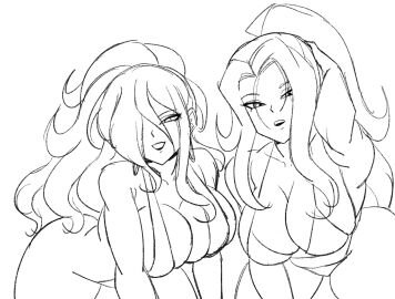2girls darwaarts female female_focus female_only luna_(darwaarts) multiple_females multiple_girls oc original_character rosalind_(darwaarts) swimsuit