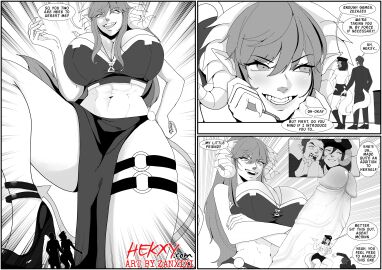 1boy 1futa 1girls big_breasts big_penis black_and_white breasts clothing demon dialogue english_text erect_penis erection female futa_focus futa_giantess futa_with_female futa_with_male futadom futanari giantess group high_heels horns huge_breasts huge_cock intersex light-skinned_futa light-skinned_male light_skin looking_down macro male malesub micro muscular muscular_futa penis size_difference solo_focus tail text zanxixi