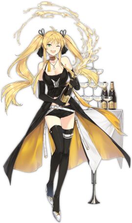 ass azur_lane big_ass big_breasts blonde_female blonde_hair breasts champagne costume dress female game hornet_(azur_lane) official_art