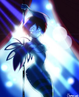 1girls ass big_ass big_breasts breasts breasts_out clothing_lift curvy curvy_female fairy female large_breasts legwear lights no_bra no_panties pole pole_dancing samasan shirt_lift short_hair solo striped_legwear stripper stripper_pole striptease teenager thick_thighs thighhighs tomboy undressing w.i.t.c.h. will_vandom wings