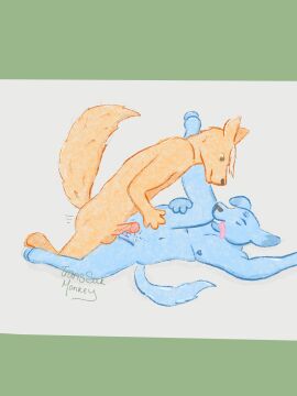 2boys anthro canid canine canis clitoris cuntboy domestic_dog duo enlarged_clitoris fox genitals hi_res intersex intersex/male lgbt_pride macro male male/male male_only mammal mastectomy_scar penetration penile penile_penetration penis penis_in_pussy pussy sex transsockmonkey vaginal_penetration vaginal_sex vein veiny_penis