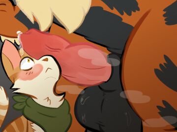 animal_genitalia animal_penis arcanine canid canine canine_genitalia canine_penis domestic_cat felid feline felis feral feral_on_feral generation_1_pokemon genitals interspecies kerchief knot knotted_penis male mammal neckerchief neckwear nintendo paddedpurr penis pokemon pokemon_(species) pokephilia