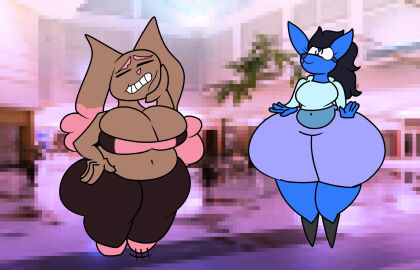big_breasts breasts chubby cleavage female furry huge_breasts lopunny lucario pokemon pokemon_(species) tagme teaset_haliley thick_thighs wide_hips