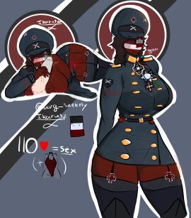 1girls alternate_version_available ass avg_szekely belt big_ass big_breasts blushing_pussy bra_visible_through_clothes breasts buttons countryballs countryhumans countryhumans_girl disembodied_penis female female_focus female_only garter_straps german german_empire_(countryhumans) germany_(countryhumans) hat high_resolution higher_resolution_at_source ikarusz licking licking_penis male military_cap military_jacket military_uniform miniskirt penis presenting_ass presenting_hindquarters pussy pussy_blush pussy_juice reichtangle_(countryhumans) short_skirt skirt solo solo_female solo_focus straight stripping tagme thick_ass thick_thighs thighhighs thighs wet wet_pussy