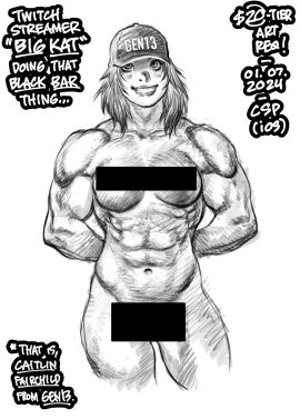 adam_warren breasts broad_shoulders caitlin_fairchild censor_bar censored censored_nipples cropped_legs female gen¹³ grin hat medium_breasts medium_hair monochrome muscular muscular_female nude sketch smile