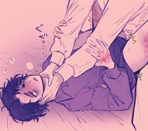 2boys anal blush gay identity_v lying male matthias_czernin missing_eye on_back sex shirt short_hair strangling tendenbarabara yaoi