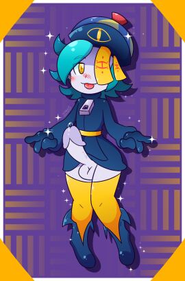 1boy blue_hair blue_outfit blush erect_penis erection feminine flipwitch_:_forbidden_sex_hex hard_penis male one_eye_covered one_eye_obstructed penis precum thick_thighs thighhighs thighs tongue tongue_out toony yellow_eyes yellow_thighhighs