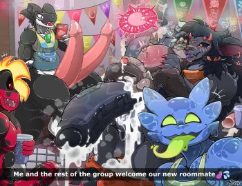 2_penises 3_eyes absurd_res after_anal after_sex alien amphibian anthro ass balls big_balls big_penis black_body black_fur black_hair black_sclera black_skin blue_slime bodily_fluids body_writing bottomless bottomless_anthro bottomless_male cellphone character_request chin_tuft clothed clothing cum cum_drip cum_in_ass cum_inside curved_horn demon diphallia diphallism domestic_cat dripping ear_piercing ear_ring eggplant_emoji electronics elemental_creature emoji english_text enko_(mrt0ony) erection facial_tuft fangs felid feline felis fire fire_creature fish fishnet_clothing fishnet_legwear flaming_hair foreskin frog fur gangbang genital_fluids genitals goo_creature goo_humanoid green_sclera grey_spots ground_shark group group_sex hair hammerhead_shark heart_symbol hi_res horizontal_diphallism horn huge_balls huge_cock humanoid humanoid_genitalia humanoid_penis hybrid hybrid_genitalia hybrid_penis inflation kobold legwear male male/male male_pregnancy mammal marine markings mrt0ony multi_eye multi_genitalia multi_penis multicolored_body multicolored_fur multicolored_skin no_pupils open_mouth open_smile ovum penis phone piercing poison_dart_frog precum precum_drip precum_string pregnancy pregnant pregnant_male pseudo_hair red_body red_skin ring_piercing scales scalie sex shark sharp_teeth shirt smartphone smile snapchat sperm_cell spots spotted_body spotted_markings spotted_scales symbiote tank_top teeth text tongue tongue_out topwear torn_clothing torn_fishnet_clothing tuft two-tone_body two-tone_fur two-tone_skin uncircumcised vein veiny_penis white_body white_fur wide_eyed zonai