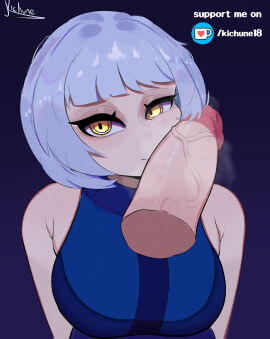 1girls atlus big_penis disembodied_penis elizabeth_(persona) erection female female_focus human human_only kichune light-skinned_female light-skinned_male light_skin looking_at_viewer male penis persona persona_3 sega white_hair yellow_eyes