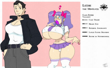 1girls before_and_after big_lips bimbo bimbo_body bimbo_lips bimbofication bimbofied bimbophi brain_drain breasts english_text female female_focus female_only hourglass_figure intelligence_loss lipstick makeup miniskirt nail_polish painted_fingernails painted_nails parody purple_hair short_skirt skirt solo solo_female stockings tail text thick_lips thighhighs thighs thong transformation twintails vampire_the_masquerade world_of_darkness