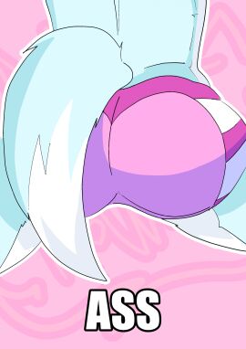 anthro ass blue_body blue_fur canid canine clothing female fox fur hi_res mammal nova_prowler panties pink_clothing pink_panties pink_underwear solo tail_over_panties underwear