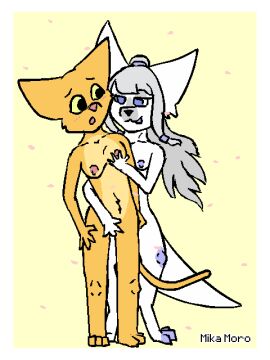 anthro canid canine domestic_cat duo felid feline felis female female/female fox fur grey_hair hair hug katia_managan long_hair mammal masturbation microsoft mika_moro mika_moro_(artist) nipples prequel_adventure purple_nipples romantic romantic_sex the_elder_scrolls white_body white_fur yellow_body yellow_fur