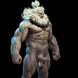 3d akuma balls bara beard boner capcom erection facial_hair ggaymer93 male male_only muscles muscular nude penis solo solo_male street_fighter yaoi