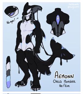 2024 anthro bara black_body blue_organs blue_tongue cetacean dolphin ear_piercing ear_ring eyeless full-length_portrait goo_drip hi_res maefeline male mammal marine model_sheet muscular muscular_anthro muscular_male oceanic_dolphin orca piercing portrait ring_piercing sharp_teeth solo standing teeth tongue toothed_whale white_body yaoi