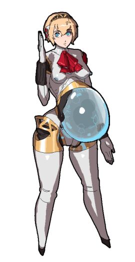 1girls aigis_(persona) artificial_womb belly big_belly blonde_hair blue_eyes blue_nipples breasts dolecat female gynoid nipples persona persona_3 pregnant robot robot_girl robot_joints small_breasts solo