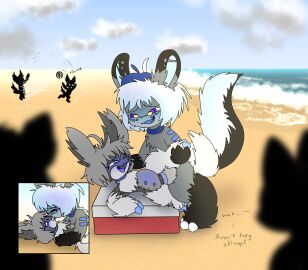 absurd_res anthro arm_markings background_character baishu ball_(object) beach beach_ball beret black_body black_fur blue_claws blue_tongue blush brother_(lore) brother_and_sister_(lore) by_moan clases claws clothing cloud collar detailed_background duo ear_piercing eye_contact eye_scar facial_scar fan_character female fur grey_body hat headgear headwear hi_res holding_leg incest_(lore) inflatable kissing lagomorph legs_up leporid looking_at_another looking_pleasured made_in_abyss male male/female mammal markings narehate open_mouth penetration piercing public public_nudity public_sex purple_eyes pussy romantic romantic_couple sand sato_(kabsfy) scar sea semi-anthro sex sibling_(lore) sister_(lore) sky skyscape sport stomach_bulge tail text tongue tongue_out vaginal_penetration volleyball water white_body white_fur white_tail