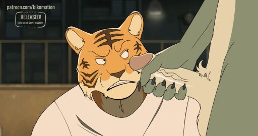 2023 2d_animation 5_fingers animated anthro anthro_on_anthro balls beastars bikomation bill_(beastars) black_eyes black_nose blinking bodily_fluids bouncing_balls brown_nose canid canine canis cheek_tuft claws clenched_teeth cock detailed_background digital_media_(artwork) dominated domination duo erection eyebrows face_fucking facial_tuft fangs felid fellatio_face fingers fluffy_balls fluffy_ears fluffy_hair foreskin foreskin_play foreskin_pull frame_by_frame fur gay genital_fluids genitals half-closed_eyes hand_on_cock hand_on_penis handjob interspecies legoshi_(beastars) looking_at_another looking_at_genitalia looking_at_penis male male/male mammal masturbating_to_person masturbation multicolored_body multicolored_fur muscular muscular_anthro muscular_male netflix open_mouth oral orange_body orange_fur pantherine penile penis penis_grab penis_touching penis_touching_face pubes sex shirt short_playtime striped_body striped_fur stripes teeth teeth_clenched thin_eyebrows throbbing_balls tiger tuft uncircumcised veiny_penis widescreen wolf yellow_body yellow_fur