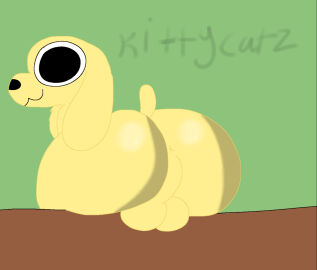 anthro anus ass balls big_ass big_balls big_butt big_penis black_eyes black_nose canid canine canis chest_fur chikn_nuggit chikn_nuggit_(chikn_nuggit) domestic_dog ears_flat furniture genitals green_background hi_res huge_ass huge_balls huge_butt huge_cock huge_eyes kittycatz long_ears looking_back male male/male mammal mouth_closed on_table penis simple_background sitting sitting_on_table solo table tail watermark white_eyes yellow_body yellow_eyes yellow_tail