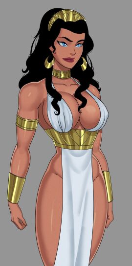 1girls abs amazon big_breasts breasts collar dc dc_comics diana_of_themyscira diana_prince dress earrings edit female gold gold_collar happy headress muscular muscular_female no_panties smile solo something_unlimited sunsetriders7 tagme wonder_woman wonder_woman_(series)