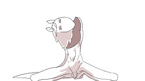 abs animated anonymous_artist anthro anus ass balls beak belly bottomless casual_nudity claws clothed clothing crop_top fangs feet flexible gargoyle genitals hair humanoid_pointy_ears long_hair long_legs long_tail male male_only penis scalie shaggy_hair shirt slim solo tail teeth topwear