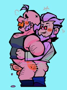 2boys 2d absurd_res anal anal_sex ass balls bara bare_shoulders beard blush blush_lines body_hair brawl_stars byron_(brawl_stars) cartoony clothing cum cum_in_ass cum_inside duo erection facial_hair from_behind from_behind_position gay gay_sex genital_fluids genitals hairy hairy_male half-dressed heart hi_res human long_sleeves male male_focus male_on_male male_only older_male one_eye_closed open_mouth orgasm pants pants_down partially_clothed penis penis_in_ass sam_(brawl_stars) sex simple_background sleeveless_shirt small_dom_big_sub somehornydud3 standing standing_sex supercell transparent_penis veiny_penis white_hair yaoi
