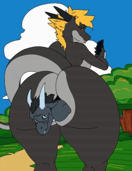anal_vore animated blonde_hair color dragon female female_pred horns huge_ass naked no_sound phone tail thick_thighs uslurpart vore wide_hips