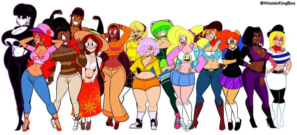 14girls 6+girls artist_name ass atomickingboo beauty_mark big_breasts big_hair black_hair black_lipstick blonde_hair breasts brown-skinned_female brown_body brown_hair brown_skin bubble_ass bubble_butt busty cleavage curvaceous curvy curvy_figure cute cute_face dark-skinned_female dark_hair dark_skin digital_drawing_(artwork) digital_media_(artwork) felicia_andrews felicia_lincoln female female_only fit fit_female freckles gamer_girl giant_breasts goth goth_girl green_eyes green_hair height_difference high_heel_boots high_heels hips hourglass_figure huge_ass huge_breasts jody_bloom kassandra_(atomickingboo) kassandra_cruz large_ass large_breasts large_hair legs light-skinned_female light_skin lindel_dollice_quilten lips lipstick long_hair luna_starlene melanin misty_cocoa mole mole_above_mouth moni_peiper mouth multiple_females multiple_girls nerd oc ocs original original_character original_characters pale-skinned_female pale_skin paulinda_sherwoods piercing pink_hair punk_girl red_eyes red_hair rudy_roundup sarah_mcneil shaylynn_summer short_hair slim_waist take_your_pick terra_mandrile the_besties_(atomickingboo) thick thick_ass thick_hips thick_legs thick_thighs thighs valerie_valentine_(atomickingboo) voluptuous voluptuous_female waist wendy_wendy wide_hips