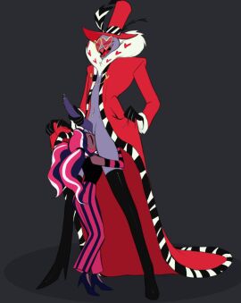 1boy 1girls ambiguous_licking belly_button_piercing blue_skin boots cock dark-skinned_female dark_skin erected_penis female hazbin_hotel male penis pierced_penis sharp_teeth tagme tongue tongue_out valentino_(hazbin_hotel) velvette