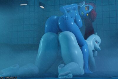 3d_(artwork) animal_humanoid anthro anus ass blue_body bovid breasts caprine completely_nude digital_media_(artwork) female female_focus fish fish_humanoid genitals glistening glistening_body glistening_breasts glistening_butt glistening_hair glistening_skin goat hair hi_res humanoid marine marine_humanoid nude nude_female presenting presenting_anus presenting_hindquarters presenting_pussy pussy red_hair solo tammilicious tongue tongue_out toriel undertale undertale_(series) undyne wet wet_body yellow_eyes yuri