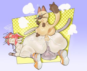 anal anal_sex anthro anus ass backsack balls ballsack betelgeusian big_ass big_balls big_butt bodily_fluids bottom_heavy capcom clothing crossover duo felid felyne footwear fur genitals hat headgear headwear hi_res huge_ass huge_butt larger_penetrated looking_at_viewer looking_back looking_back_at_viewer lynian male male/male mammal meow_(space_dandy) monster_hunter monster_hunter_stories navirou penetration penile penile_penetration penis penis_in_ass shoes size_difference small_dom_big_sub sneakers space_dandy submarine_screw sweat sweaty_ass sweaty_butt tan_body tan_fur teapot_(body_type) tongue tongue_out whiskers wide_hips