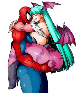 1boy 1girls ass big_ass big_breasts breasts bust busty capcom crossover curvaceous curvy curvy_figure darkstalkers demon digital_media_(artwork) eastern_and_western_character female female_focus hero hips hourglass_figure huge_ass huge_breasts humanoid large_ass large_breasts legs light-skinned_female light-skinned_male light_skin male male/female marvel marvel_comics marvel_vs._capcom mature mature_female mature_male morrigan_aensland peter_parker slim_waist spider-man spider-man_(series) stand_and_carry_position straight succubus superhero thick thick_hips thick_legs thick_thighs thighs voluptuous waist wide_hips witchking00