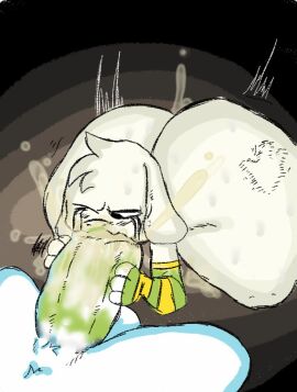 all_fours anothercat anthro asriel_dreemurr ass big_ass big_butt bodily_fluids bovid caprine cum duo fellatio futa_on_male futanari genital_fluids genitals goat herm huge_ass huge_butt huge_thighs hyper_ass intersex intersex/male lipstick lipstick_on_penis makeup male male_sucking_futa malesub mammal oral penile penis running_makeup sex short_stack sleeves spank_marks tem temmie_(undertale) thick_thighs undertale undertale_(series) wide_hips