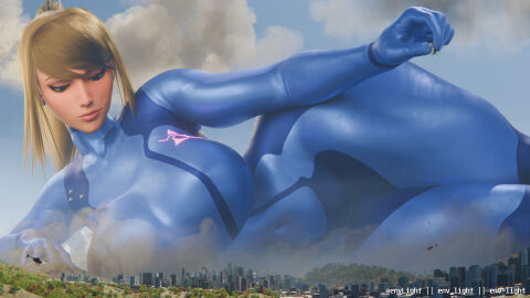 1girls 3d big_breasts blonde-haired_female blonde_female blonde_hair breasts city envlight female female_focus female_only giant_female giantess helicopter hyper_giantess laying_on_side light-skinned_female light_skin looking_down metroid nintendo samus_aran scrag_samus thick_thighs thighs video_game_character