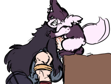 akira_(ramia-yana) anthro armband armwear ass assisted_sex balls big_ass big_breasts big_butt blush bodily_fluids breasts clothing cum cum_in_mouth cum_inside dominant dominant_male ejaculation excessive_cum excessive_genital_fluids female fox_ears fox_tail genital_fluids genitals hair hand_wraps head_grab hi_res holding_hair human inner_ear_fluff jewelry male male/female mammal muscular muscular_female noahdoesart oral oral_penetration overflow penetration ramia ramia-yana ramia_(ramia-yana) sex short_stack smile smug smug_face submissive submissive_female touching_hair tuft wraps