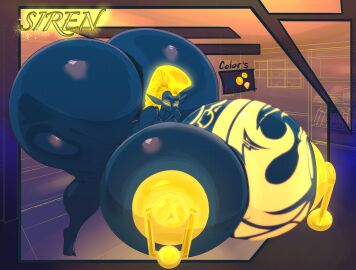 awonhunt breasts dark_skin female glowing_eyes hyper hyper_ass hyper_breasts mohawk_(hairstyle) nipple_piercing reference_image seductive_pose siren_(awonhunt) tattoos