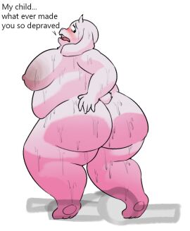 1boy 1girls anthro anthro_female anthro_only ass big_ass blush chubby chubby_female ckrummpy faceless_character faceless_male fat female furry furry_female furry_only goat goat_horns horns male oxkingky pawpads sweat sweatdrop sweating sweaty sweaty_ass sweaty_body sweaty_butt tail text toriel undertale undertale_(series)