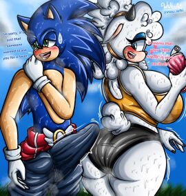 1boy 1girls 2d animal_ears anthro ass big_ass big_breasts big_butt big_penis black_nose blue_body blue_eyes blue_fur blue_hair blue_skin blush breasts bubble_ass bubble_butt commission couple curvy curvy_body curvy_figure dialogue erection erection_under_clothing exercise eyelashes eyeshadow female fur furry gloves green_eyes hedgehog horn huge_ass huge_breasts idw_comics idw_publishing lanolin_the_sheep large_penis looking_at_another looking_at_penis looking_away looking_back makeup male mobian mobian_(species) mobian_sheep nervous nervous_smile open_mouth pants penis pink_nose sega sheep sheep_girl sheep_horns shorts soda_can sonic_(series) sonic_the_hedgehog sonic_the_hedgehog_(comics) sonic_the_hedgehog_(idw) sonic_the_hedgehog_(series) spandex_shorts spiky_hair sweat sweaty sweaty_ass sweaty_body sweaty_breasts sweaty_butt sweaty_legs tail tank_top thick_ass thick_legs thick_thighs thighs turned_on two-tone_body two-tone_fur whinouart white_body white_fur white_hair white_skin wool wool_(fur) workout workout_clothes