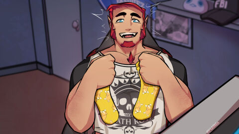 bara chest_hair facial_hair male male_only muscles muscular sitting smiling socks solo solo_male ulf_vasquez vvulfbara yaoi